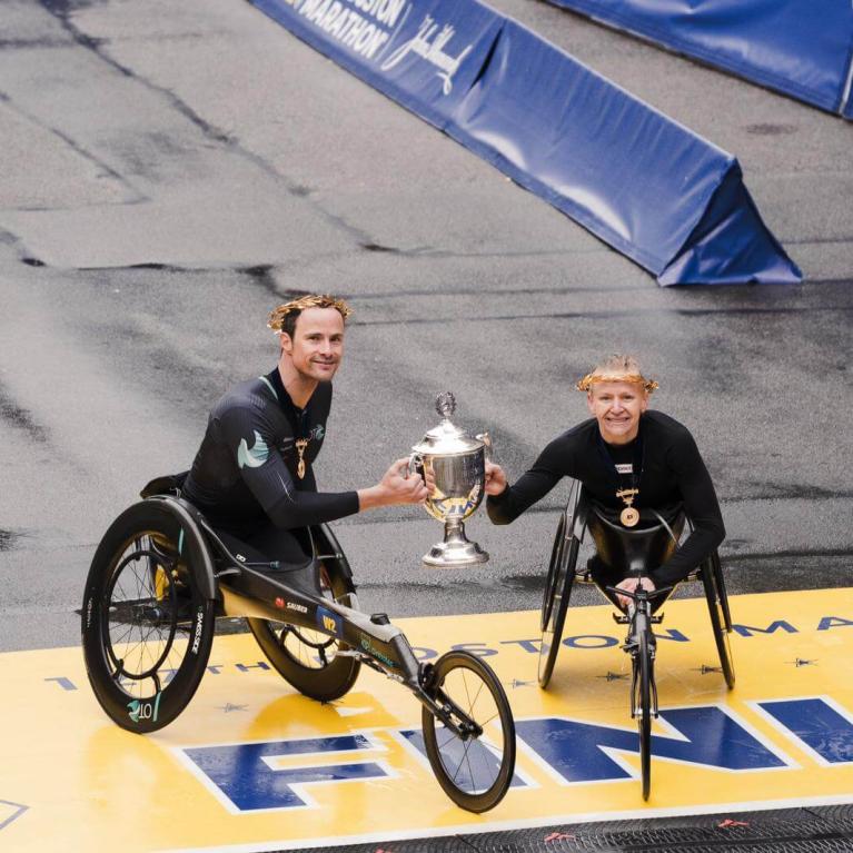The wheelchair winners of the 2023 Boston Marathon