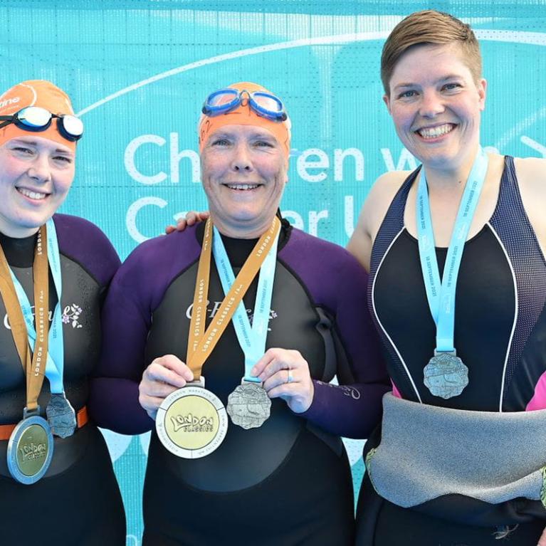 Swimmers wear Swim Serpentine medals