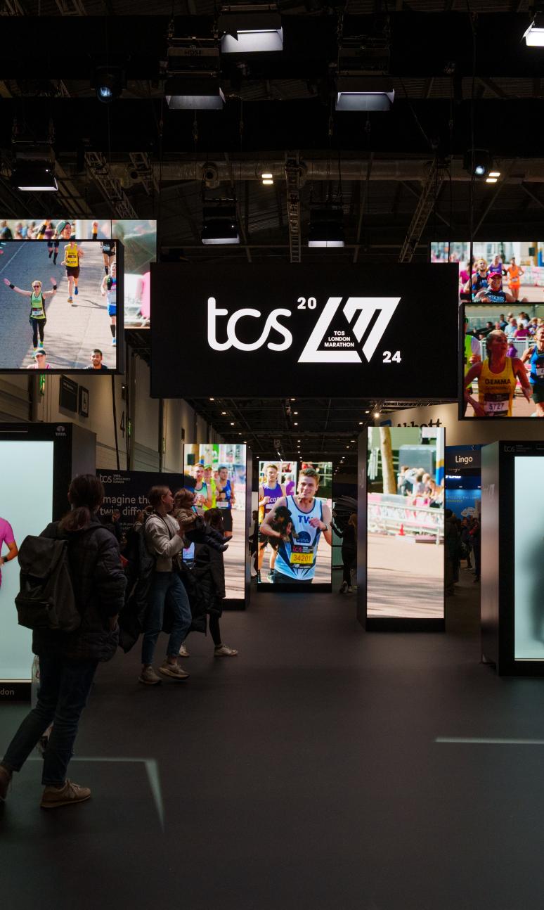 Runners try out an activation at the TCS London Marathon Running Show