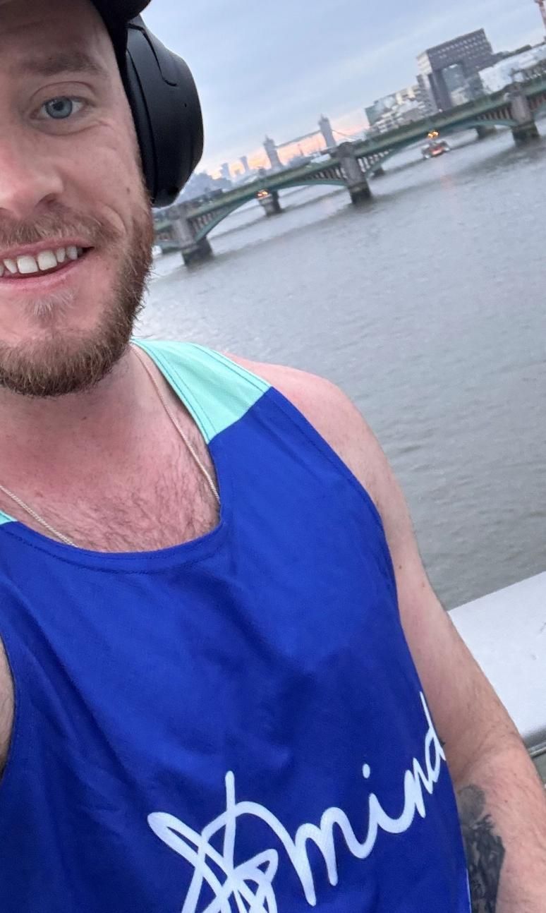 Frankie Shand during a training run wearing his Mind vest