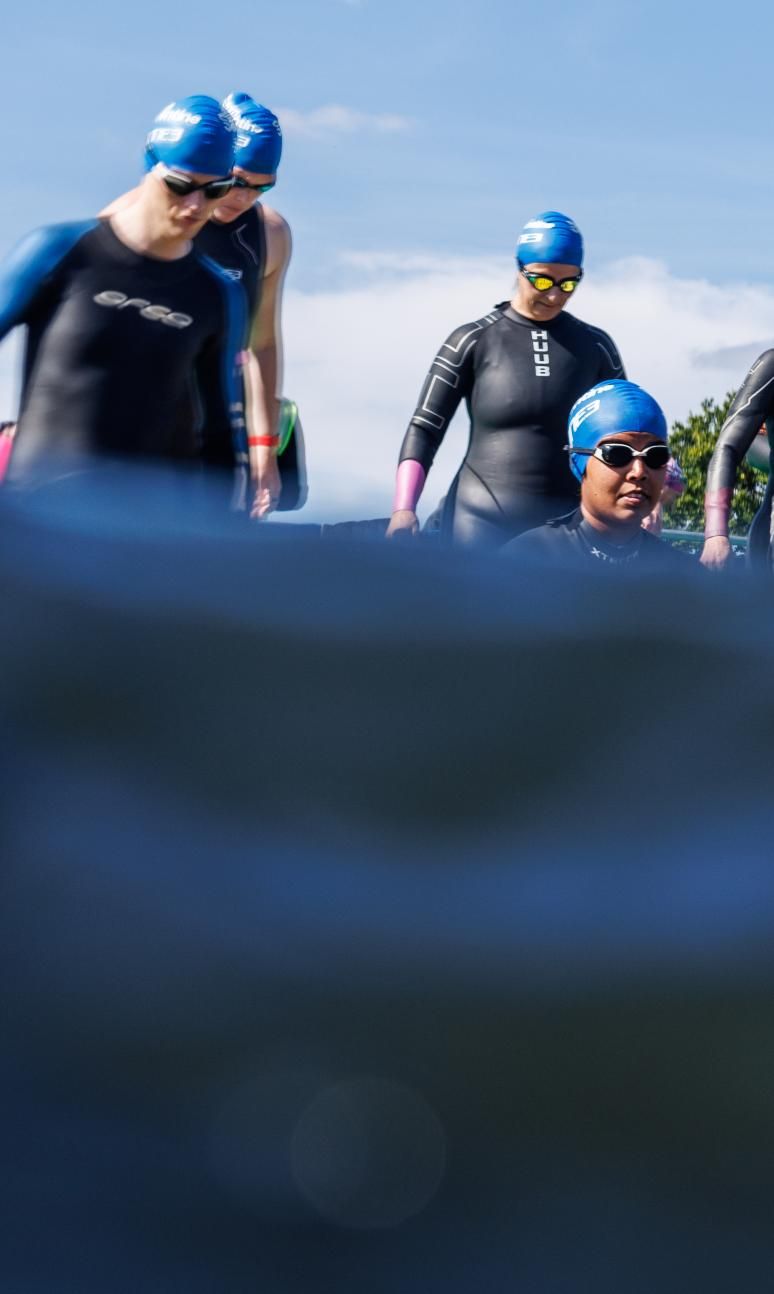 Swim Serpentine participants enter the water 