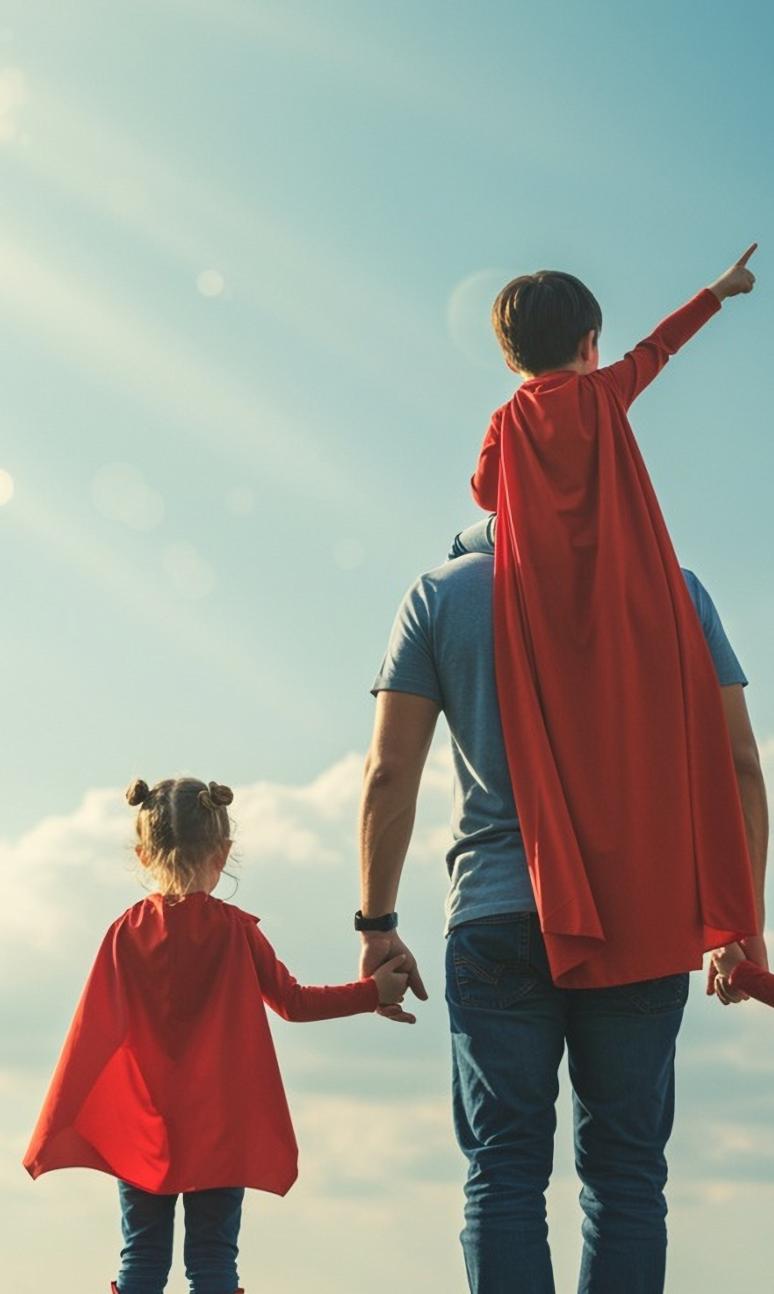 Family dressed as superheroes
