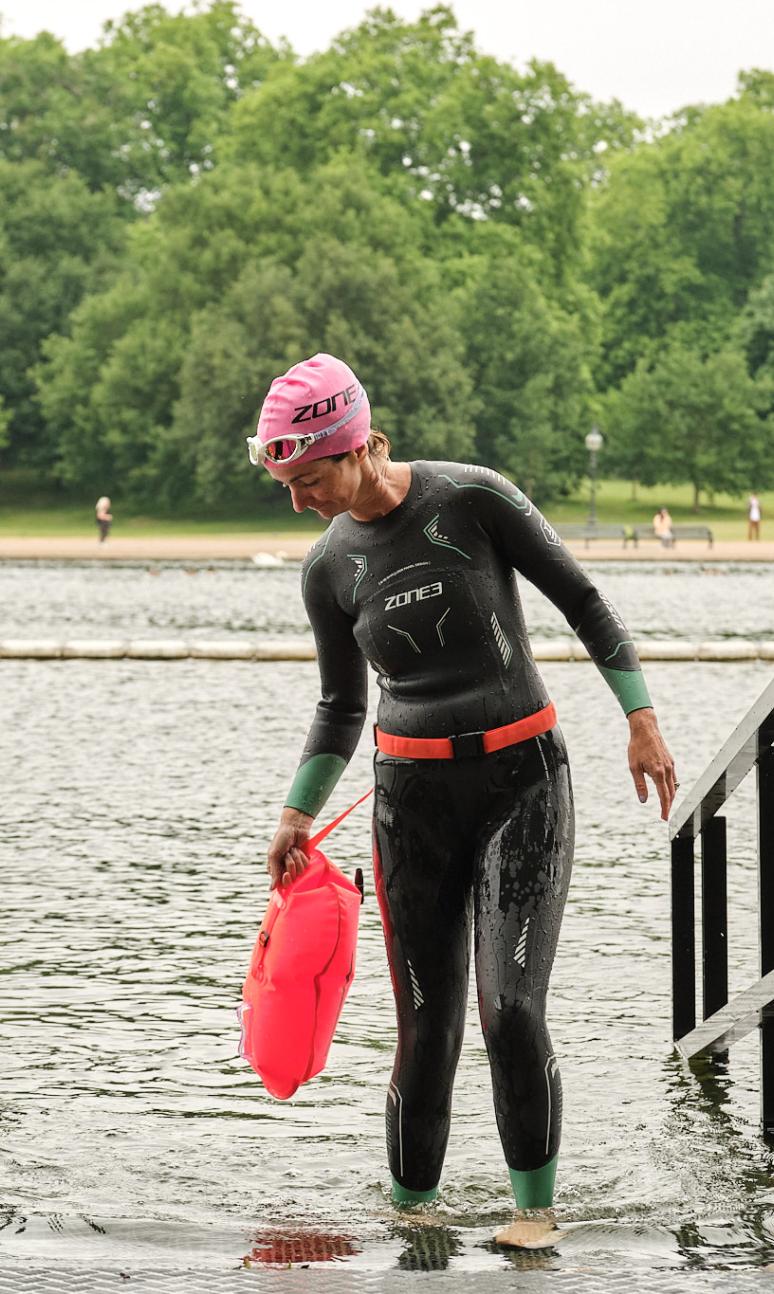 Sam Haddad getting out of the Serpentine Lido