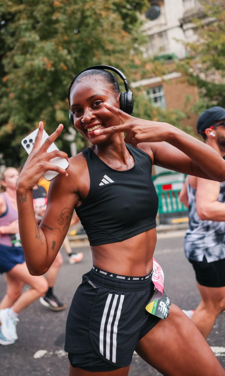 Vitality London 10,000 runner poses for the camera 