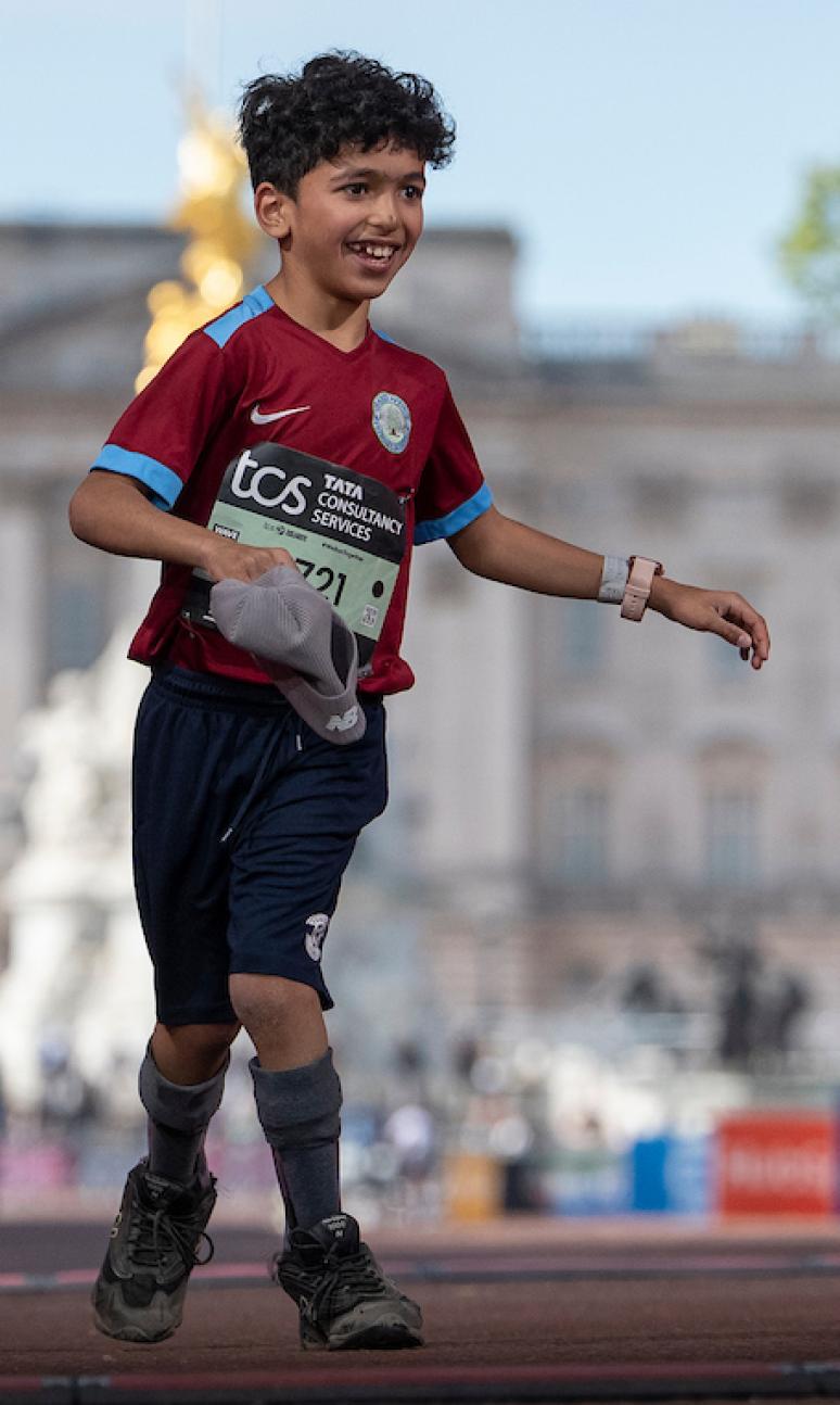 Dylan Valavan crosses the Finish Line