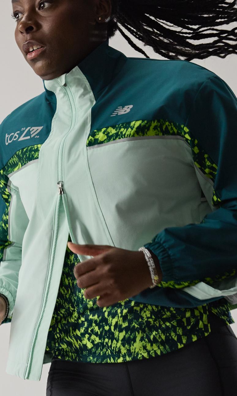 runner wears the TCS London Marathon Event Day jacket