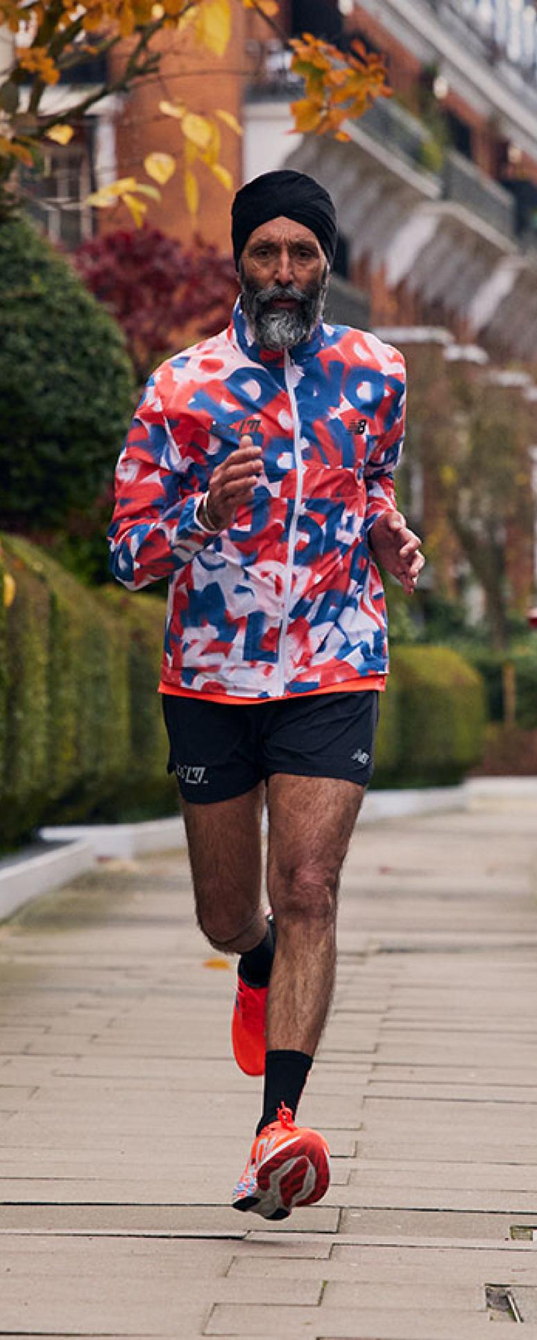 Someone running down a street during their training run