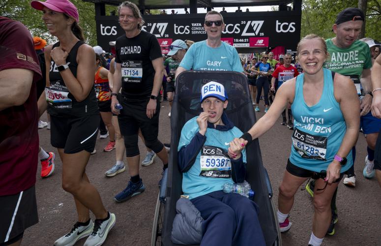 Assisted Wheelchair team at the Finish Line