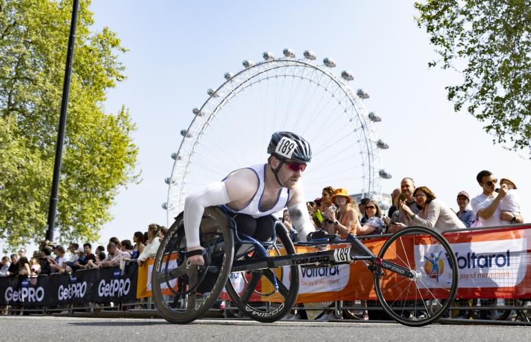 Wheelchair participant with the London Eye in the background