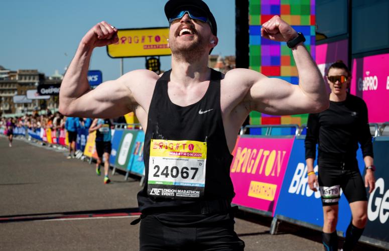 Brighton Marathon finisher poses