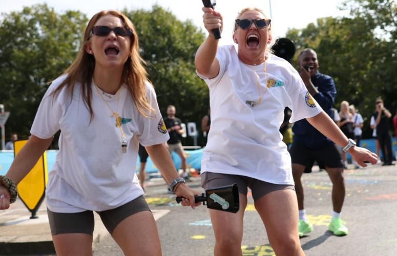 Spectators cheer on runners at The Big Half