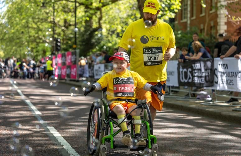 A wheelchair participant out on the course