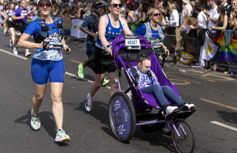 Assisted Wheelchair participants on the TCS London Marathon course
