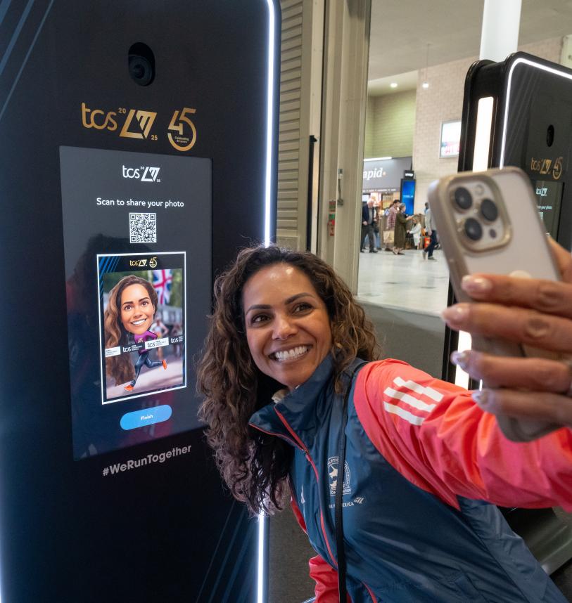 A participant using the AI booth