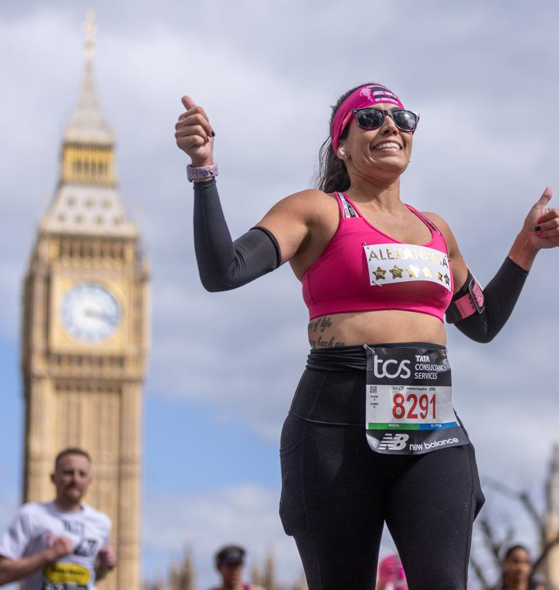London Marathon participant passes Big Ben