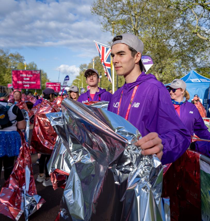 London Marathon volunteers at the Finish Line