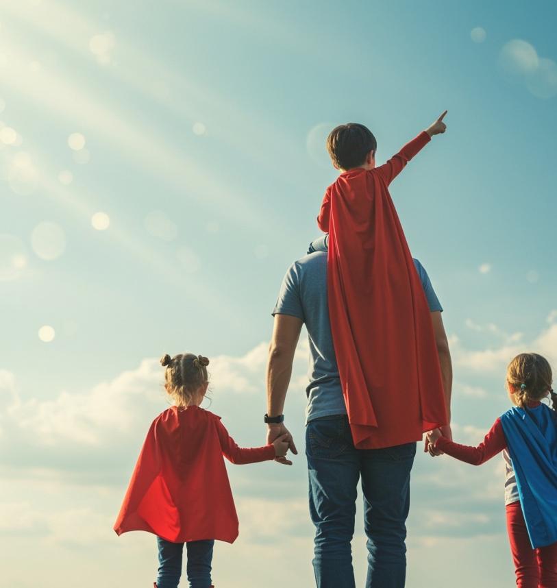 Family dressed as superheroes 