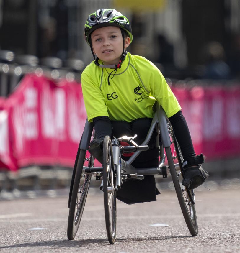 A wheelchair user at the Vitality Westminster Mile