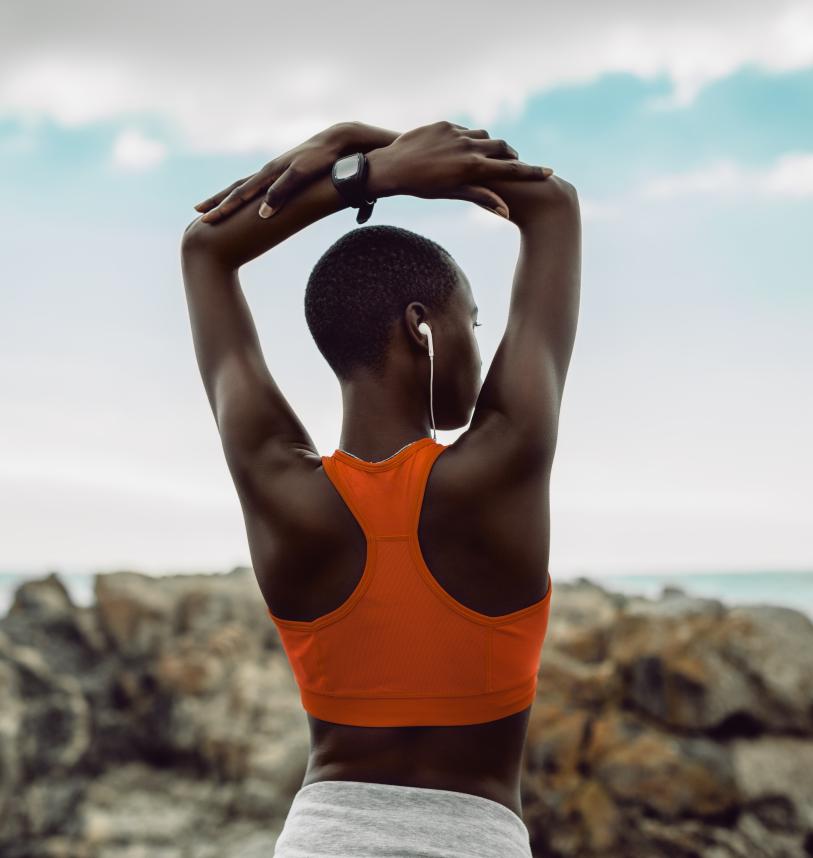 Female stretching before starting a workout 