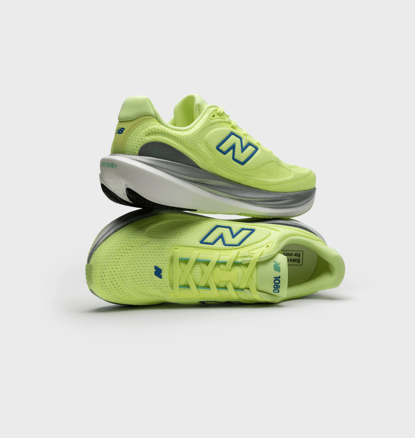 New Balance shoes stacked on top of each other