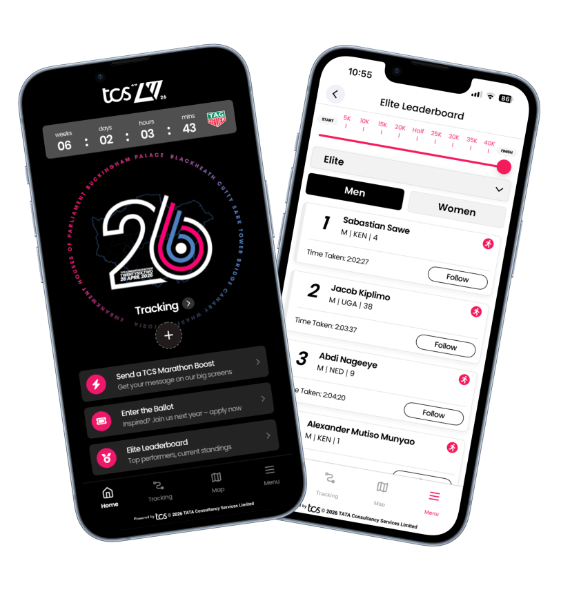 Sneak peek of the TCS London Marathon app