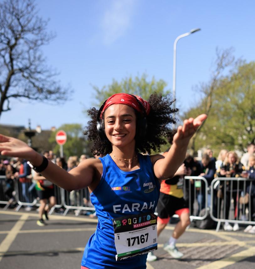 Runner poses for the camera at Brighton Marathon