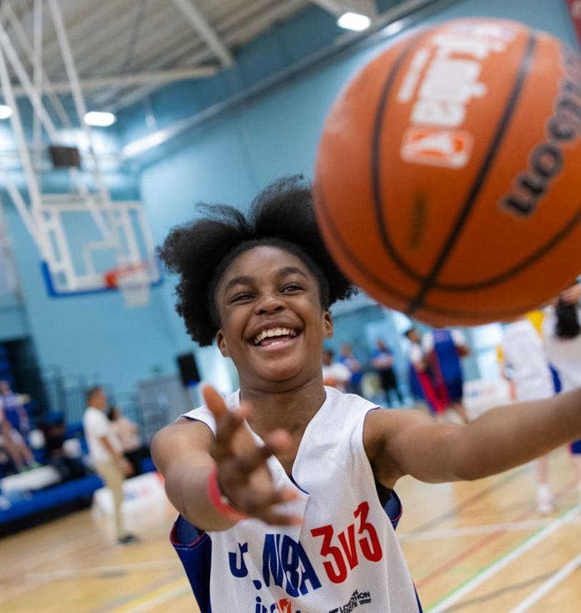 Player throws the ball playfully 