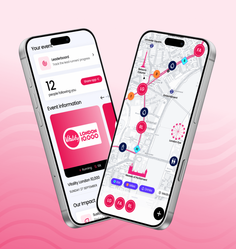 Graphic showing the Vitality London 10,000 app