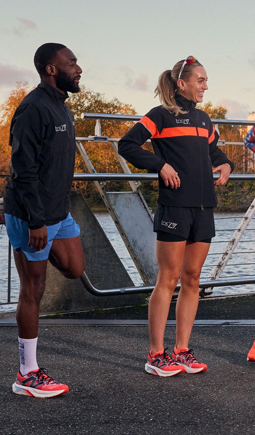 A group chatting during their training session