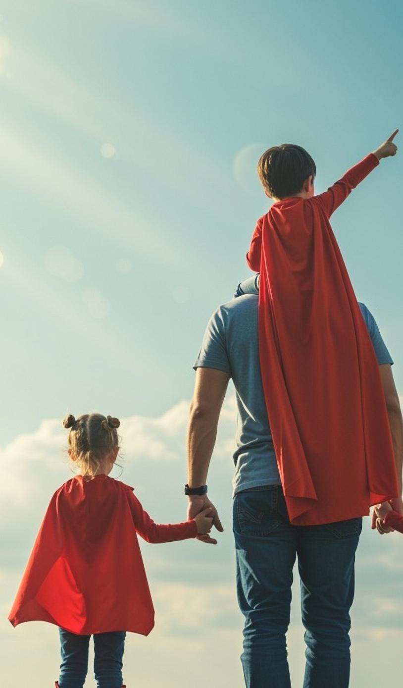 Family dressed as superheroes 