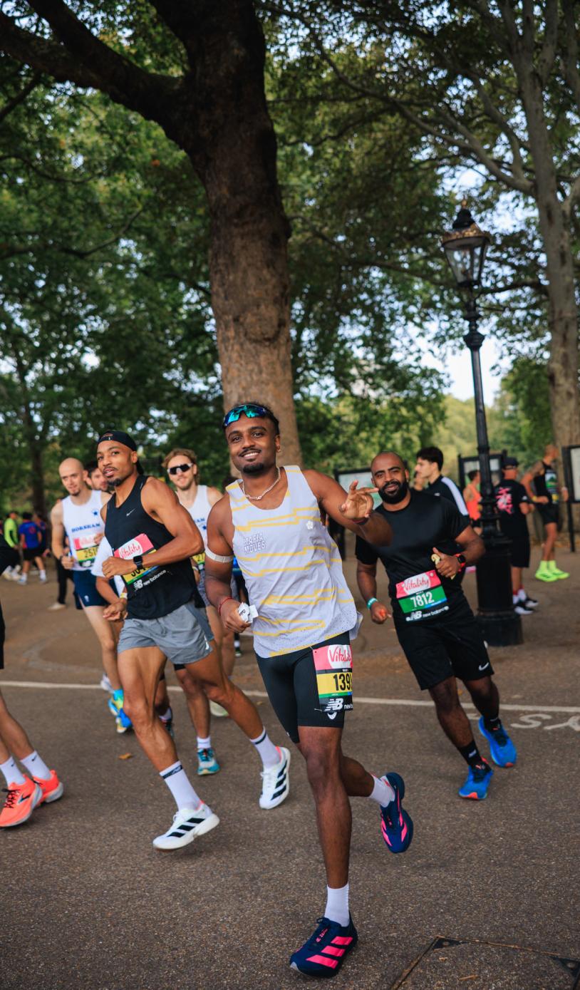 Participants warm up before the event