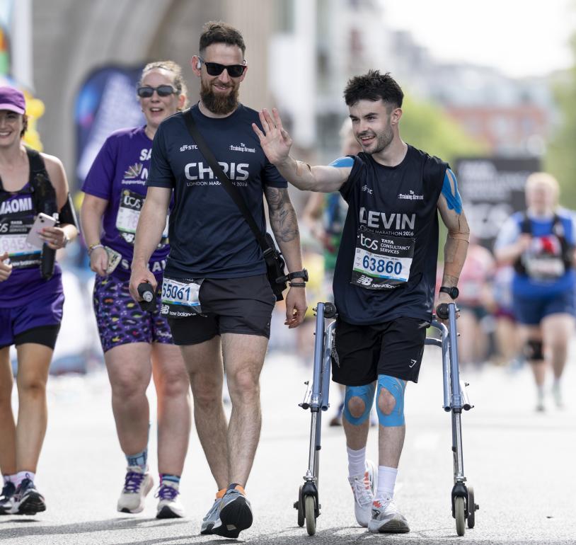Frame walker Devin on the London Marathon course
