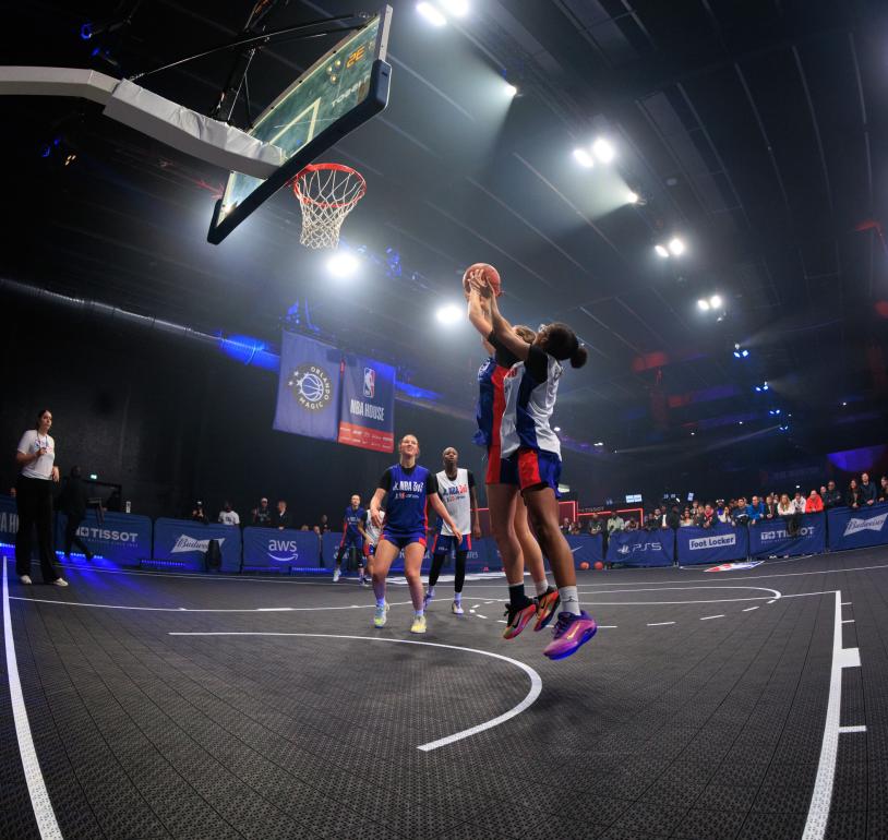 wide shot of NBA house 