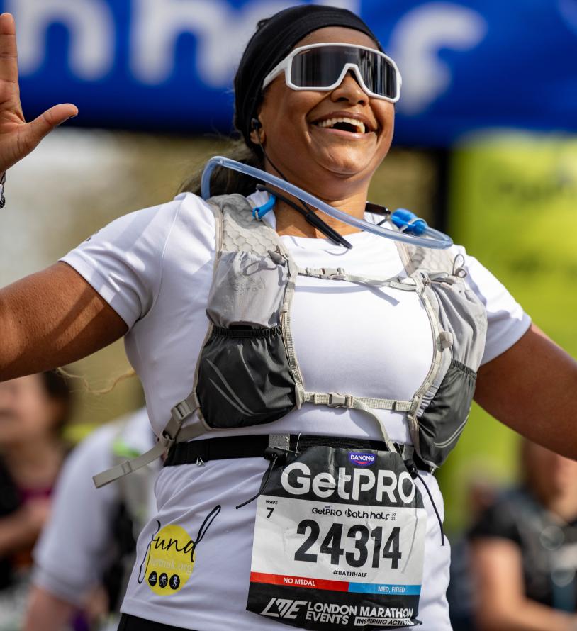 Bath Half finisher celebrates