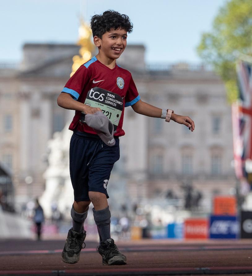 Dylan Valavan crosses the Finish Line