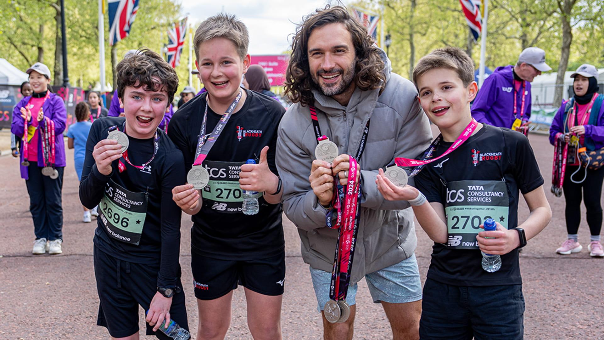 Joe Wicks with TCS Mini London Marathon participants